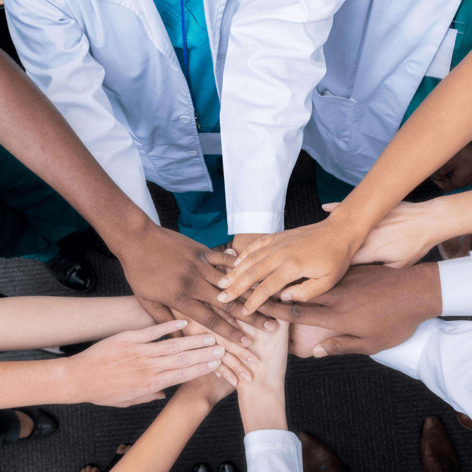 Diverse hands representing Board of Directors team