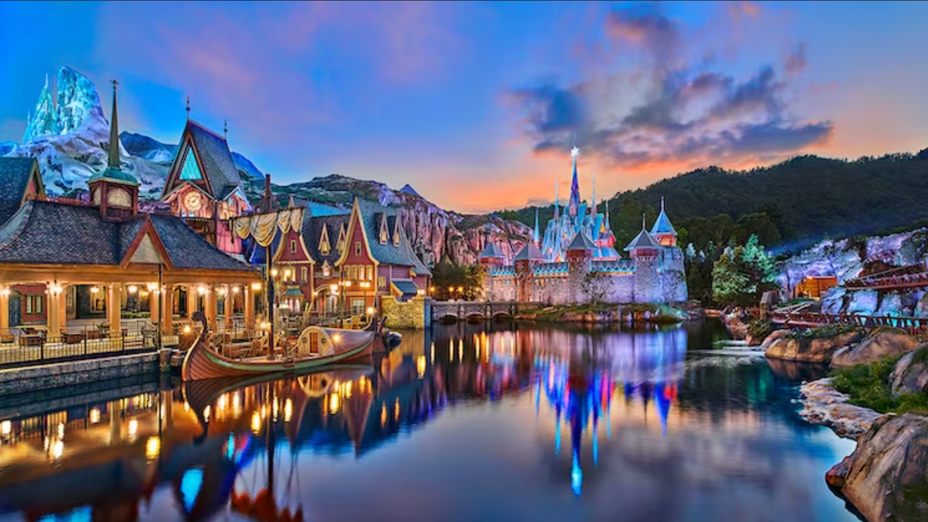 Arendelle village serves as the centerpiece of the World of Frozen themed land at Hong Kong Disneyland. (Courtesy of Disney)