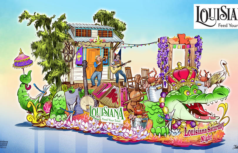 Rendering of Louisiana's float entry in the 2025 Tournament of Roses Parade (Courtesy, Tournament of Roses)