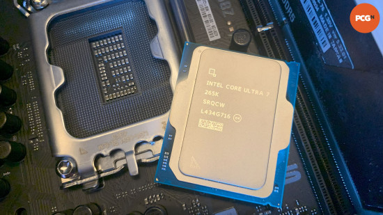 Intel Core Ultra 7 265K review: CPU next to LGA1851 motherboard socket