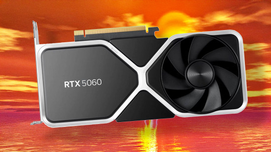 Nvidia GeForce RTX 5060 graphics card mockup.