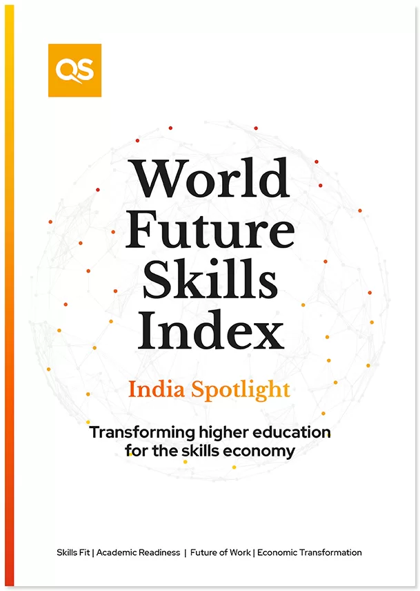 The front cover of the India Spotlight, detailing data from the QS World Future Skills Index