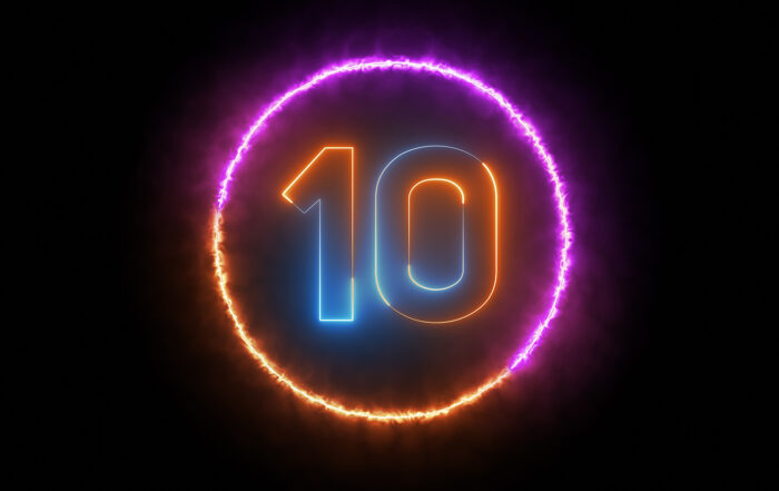 Neon multicolored number 10