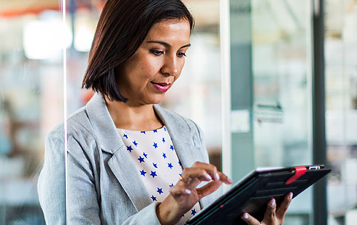 woman working on a tablet