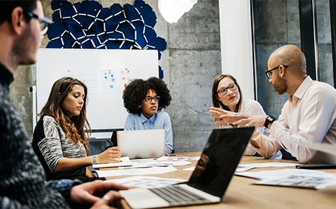 Office workers in a meeting