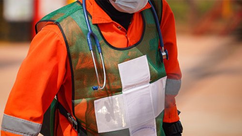 a emergency vest on a person