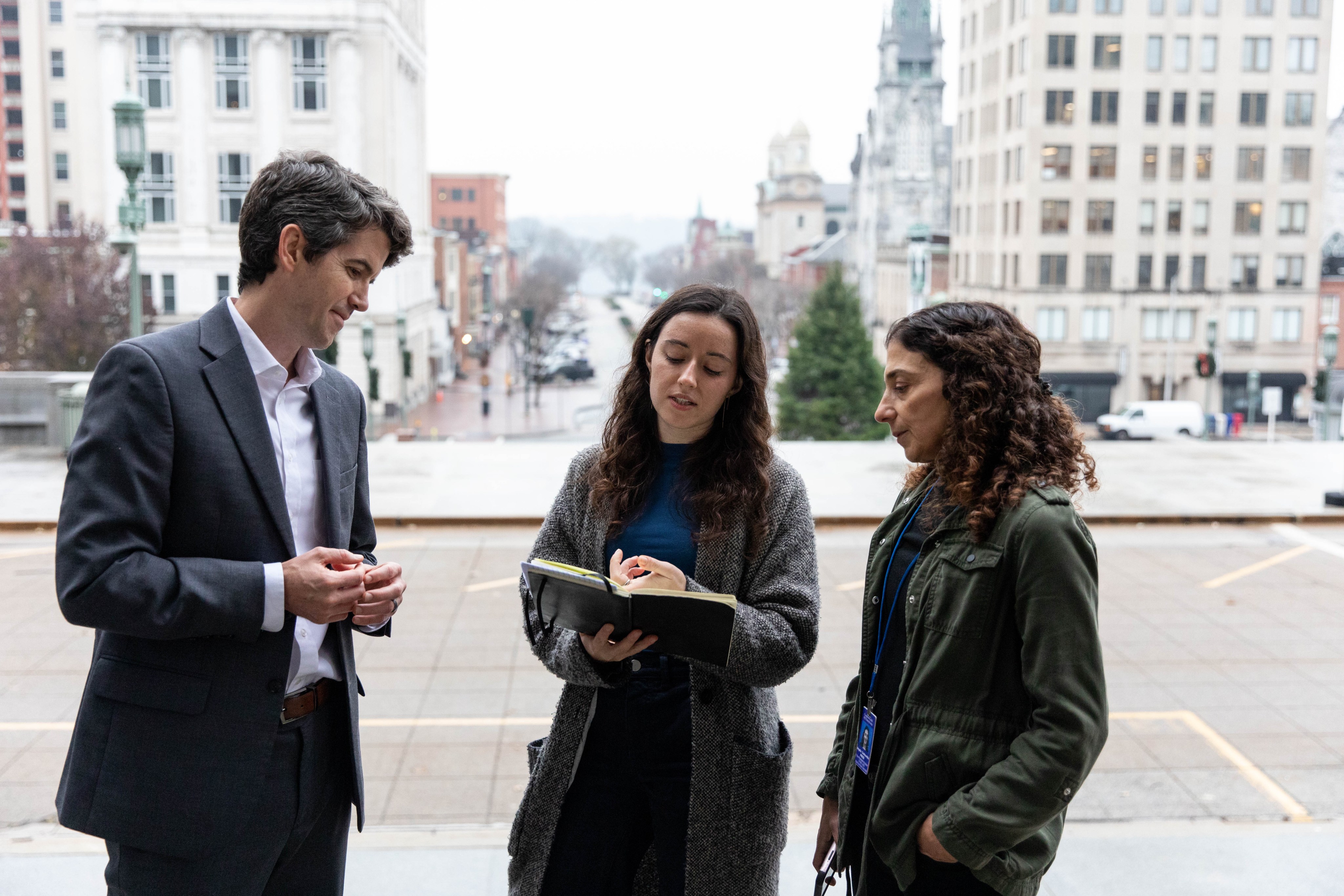 Spotlight PA reporter Ed Mahon speaks with his colleagues