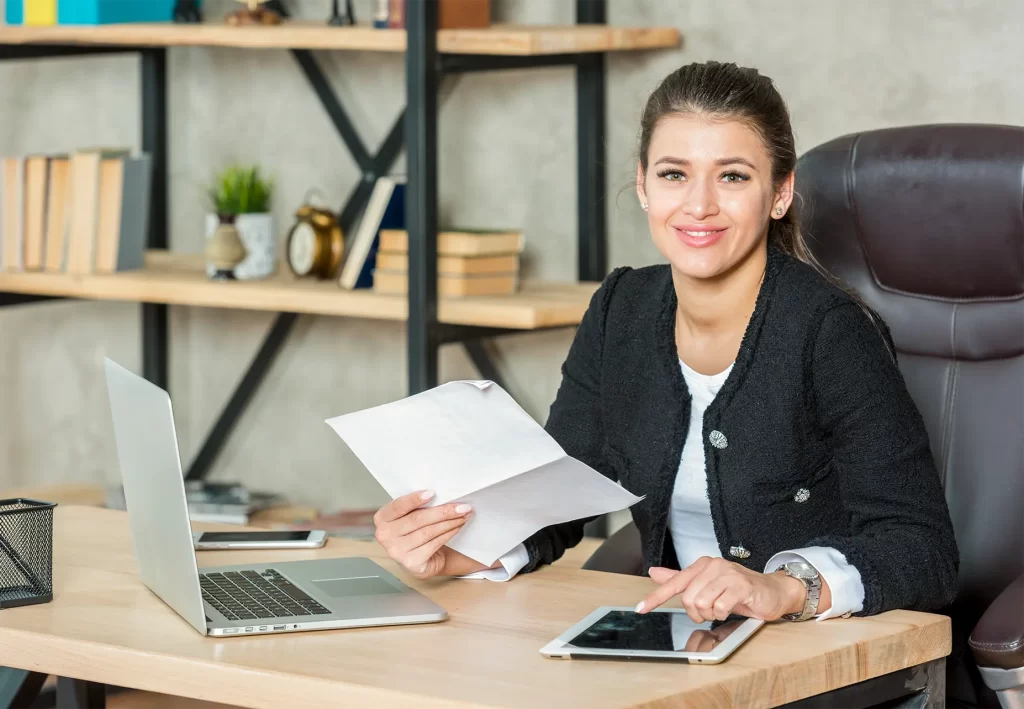 Businesswoman Posing Holding Resume