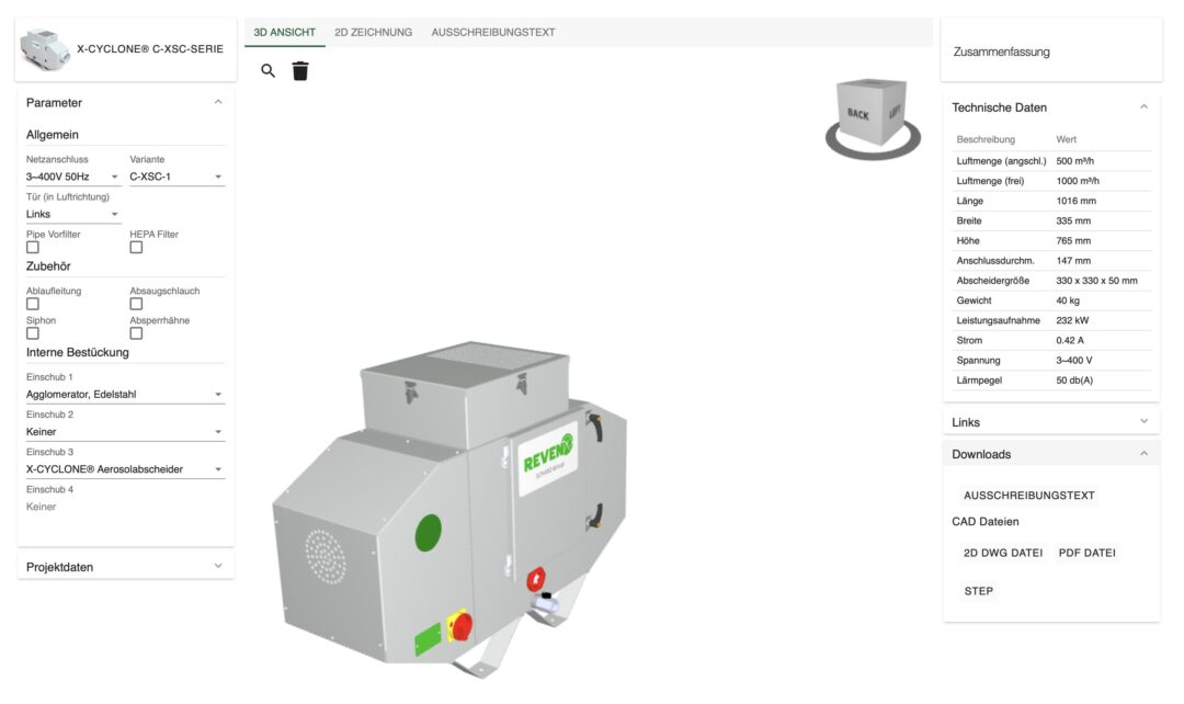 Konfigurator mit 3D BIM Modelle zum Download