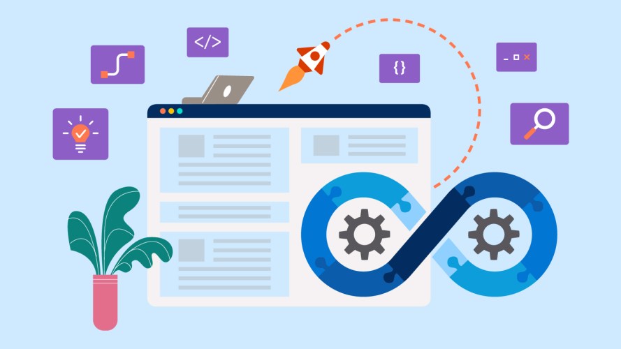 DevOps symbol showing how all app dev parts work together as pieces of a puzzle to answer what is DevOps?