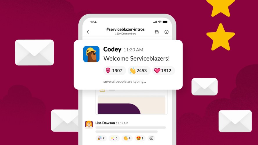 A welcome post in the Serviceblazer on Slack community on mobile