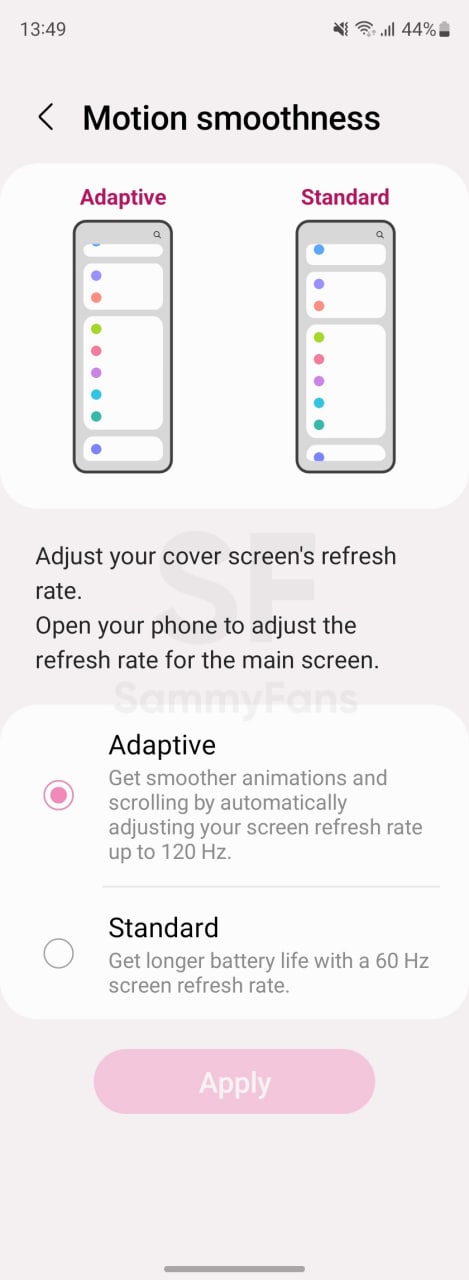 Samsung Galaxy Z Fold 3 cover screen refresh rate