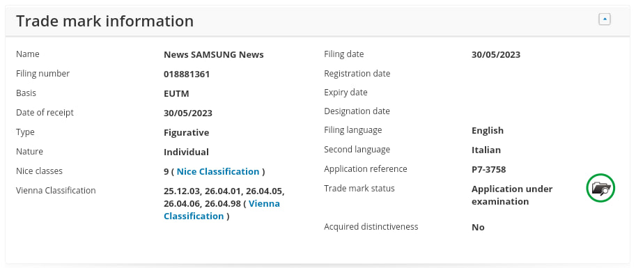 Samsung News Trademark Europe