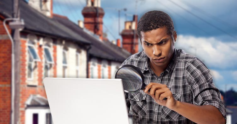 man using magnifying glass