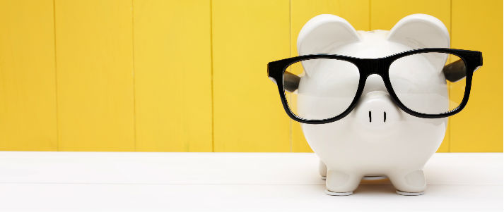 piggy bank with glasses