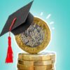 pound coins with graduation cap