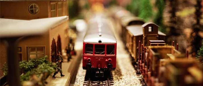 miniature train station with train