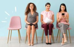 three women waiting for an interview