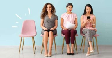 three women waiting for an interview