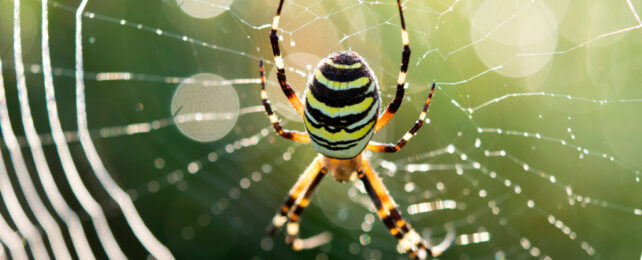 wasp spider in a web