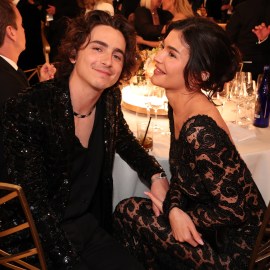 Timothée Chalamet and Kylie Jenner at the 81st Golden Globe Awards held at the Beverly Hilton Hotel on January 7, 2024 in Beverly Hills, California.