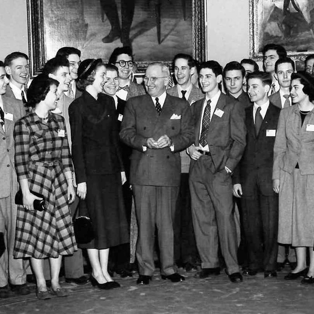 President Truman speaks to STS finalists in the Oval Office 