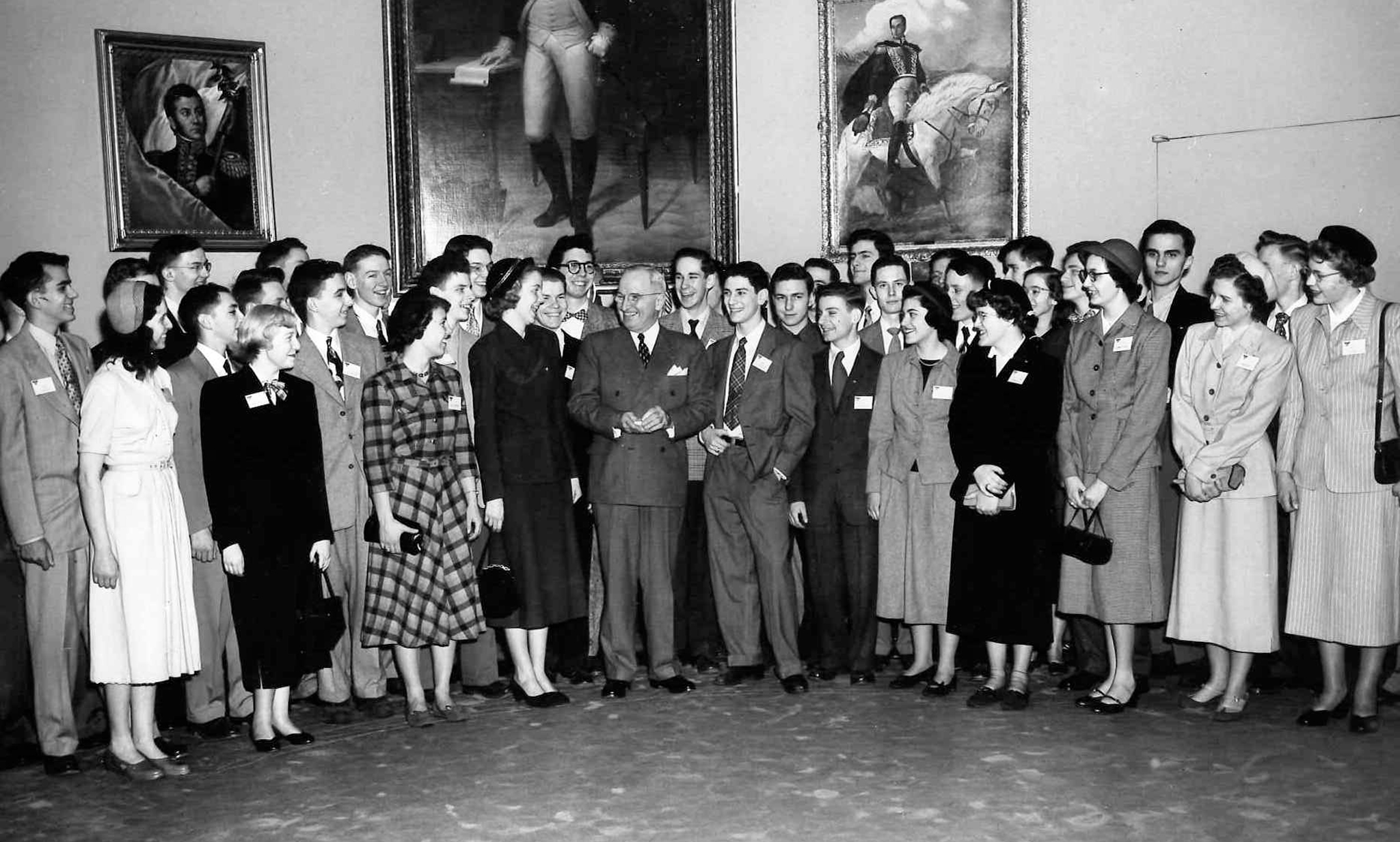 President Truman speaks to STS finalists in the Oval Office 