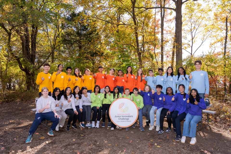 Group photo of all the Thermo Fisher JIC finalists at the Smithsonian Environmental Research Center