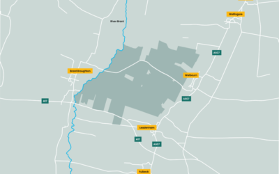 The indicative development area covers 2,400 acres of agricultural land northwest of Leadenham, in Lincolnshire. Image: Leoda Solar Farm.