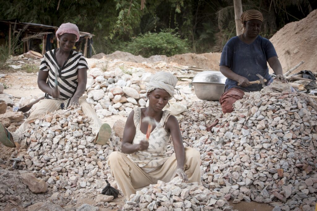 small-scale gold miners at work