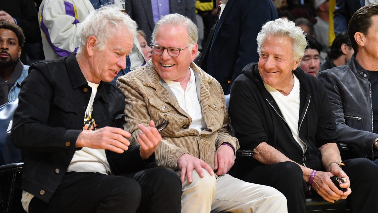 John McEnroe, David Zaslav and Dustin Hoffman