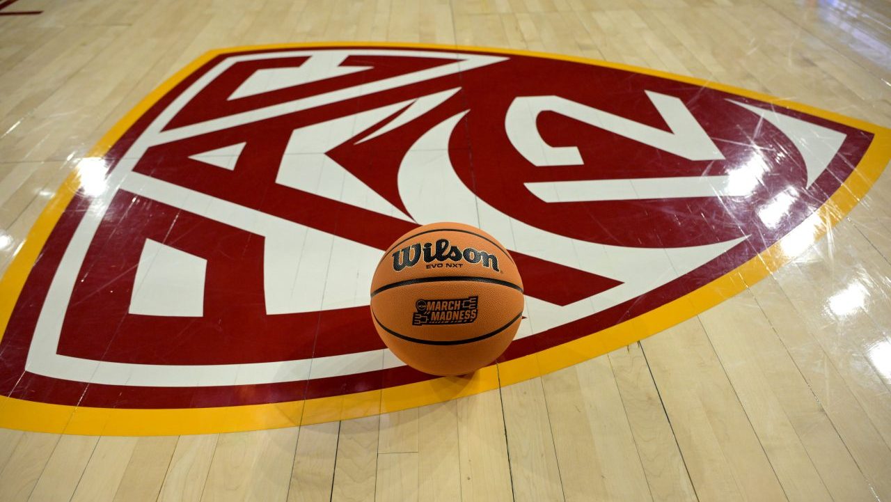 Pac-12 logo with basketball