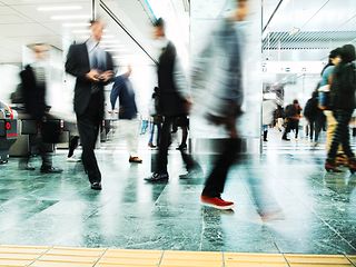 People running around on a platform