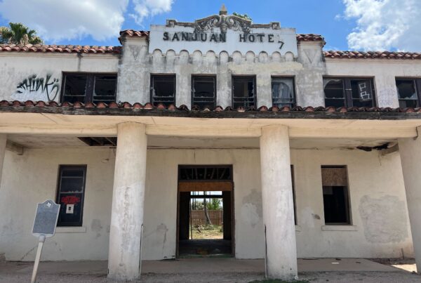 A view of the front of the San Juan Hotel