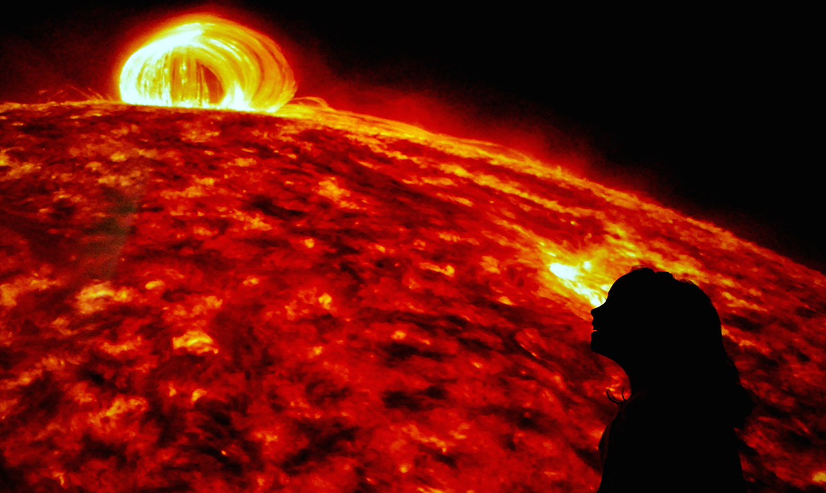 The silhouette of a child in Solarium at the Goddard Visitor Center in Greenbelt, Maryland. Photo Credit: NASA's Goddard Space Flight Center