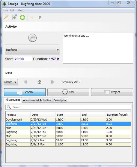 Baralga - open-source time tracking app