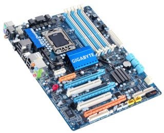 Gigabyte GA-EX58-UD4P motherboard on a white background.