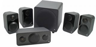 Monitor Audio Vector 5.1 speaker set on white background.