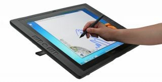 Hand drawing on Wacom Cintiq 21UX interactive pen display.