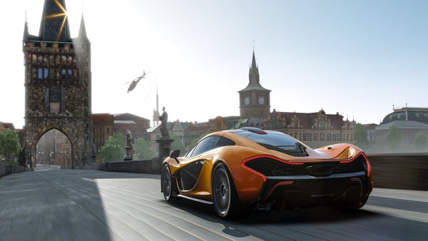 Screenshot of a racing game on Xbox One featuring a sports car.