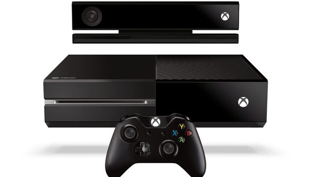 Xbox One console with Kinect and wireless controller.