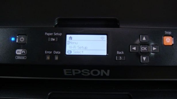 Epson WorkForce WF-7110DTW - ControlsClose-up of Epson WF-7110DTW printer control panel display