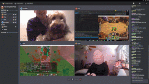 A GIF showing four different screens of different activities with chat section on right