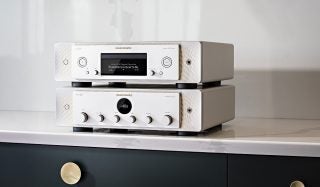 A Marantz Model 30 standing over a Marantz SACD30, standing on a table