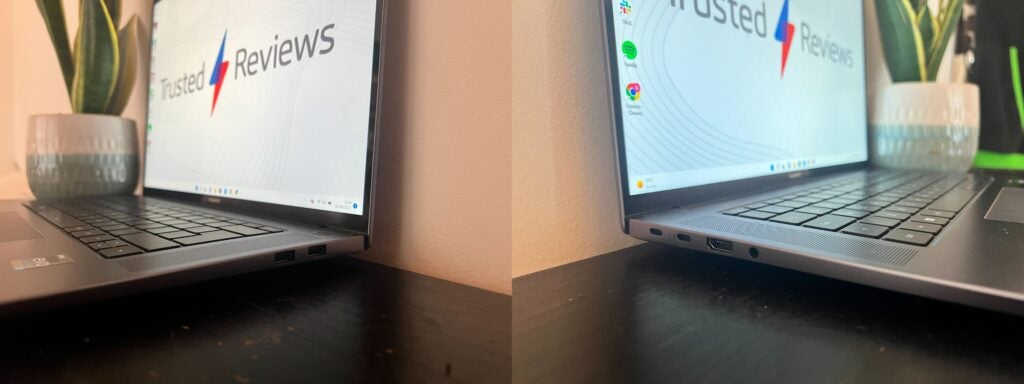 The Huawei MateBook 16s port selection in a merged image