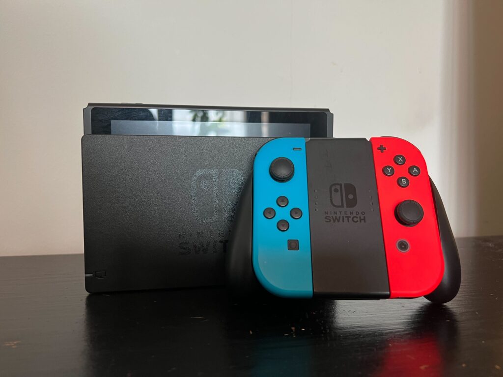 Nintendo Switch dock and controllers