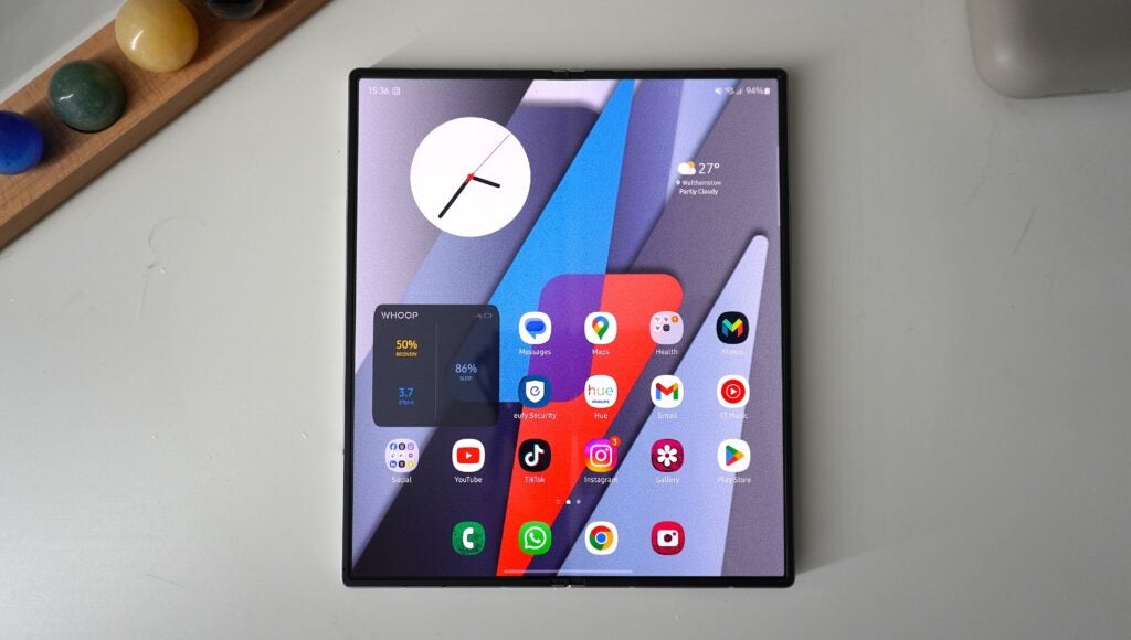 Samsung Galaxy Z Fold 6 unfolded on a table