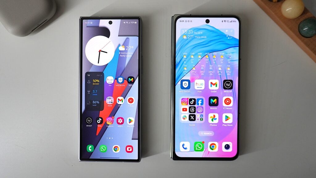 Samsung Galaxy Z Fold 6 and OnePlus Open side-by-side