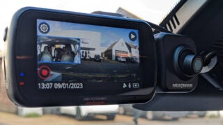 The Next Base camera view dash cam set up in a car