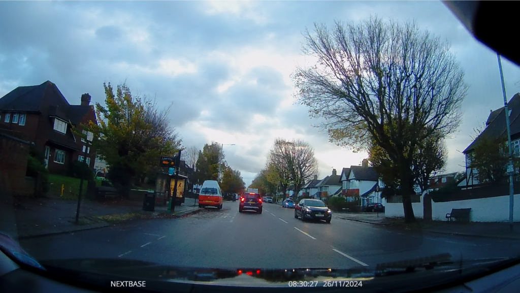 Video still frame showing a murky autumn morning with low light